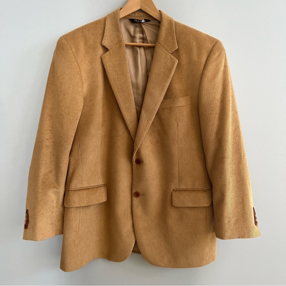 Jos. A. Bank Wool Silk Blend Sport Coat Blazer Size 44R Corduroy Classic Neutral